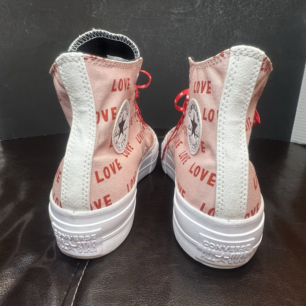 Converse Chuck Taylor All Star Platform Sneakers Size:8 High-top “Love”Pink EUC - Picture 5 of 11
